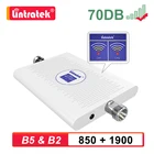 Lintratek 70dB CDMA 2G 3G 4G 850 1900 сотовый усилитель GSM UMTS 1900mhz B2 B5 усилитель сигнала AGC двухдиапазонный ретранслятор KW23C s6