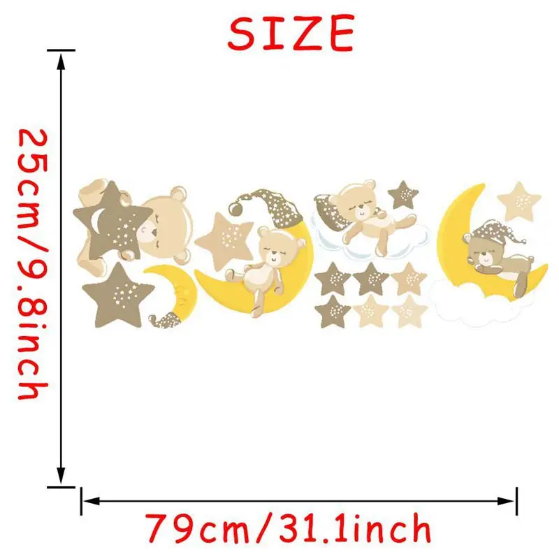 Наклейки на стену в скандинавском стиле звезда луна медведь|Наклейки стену| |