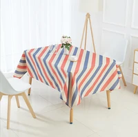 stripe tablecloth colorful geometric table cloth waterproof linen rectangle pink blue white modern table cover home fabric decor