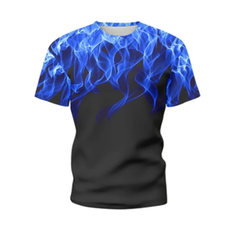 

Men's suit 3D printing flame T-shirt suit Harajuku short sleeve casual jogging sports street wear trend short sleeve + shorts