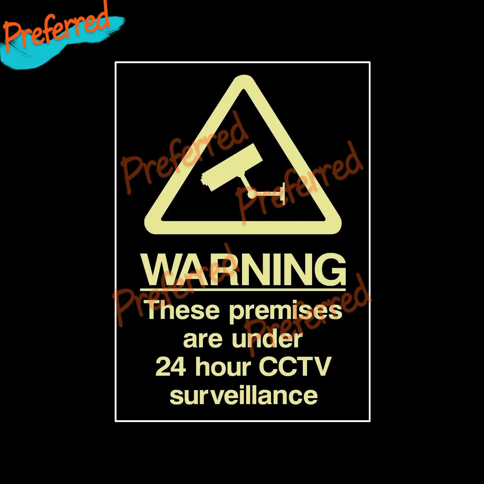

CCTV Photoluminescent Plastic Sign All Sizes, Security, Camera Wall Vinyl Car Sticker Die-Cut Waterproof PVC