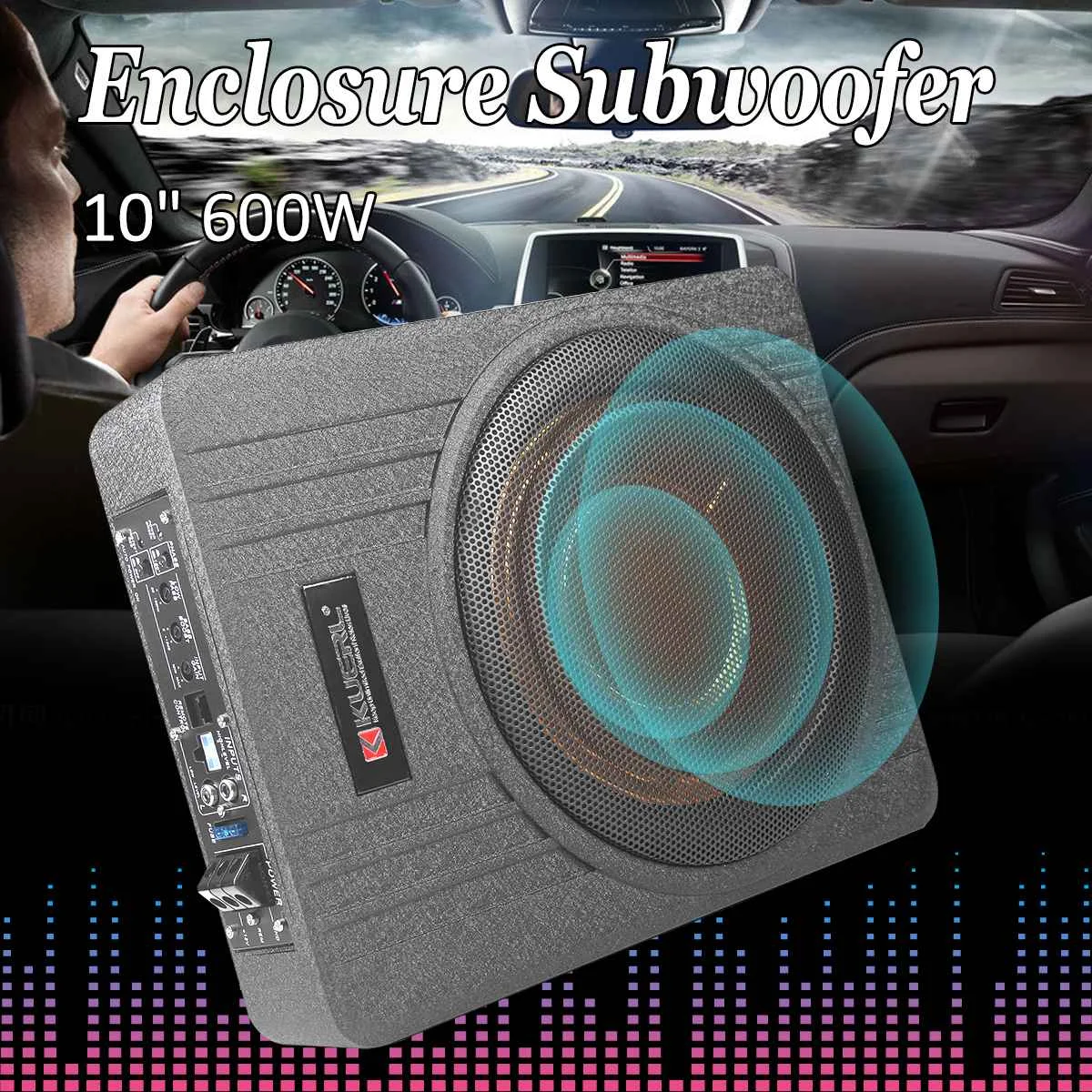 

600W Car HIFI Amplifier Subwoofer Auto Under Seat Thin Active Slim Speaker 10 Inch Hom Amplifier with Remove Control Auto Music
