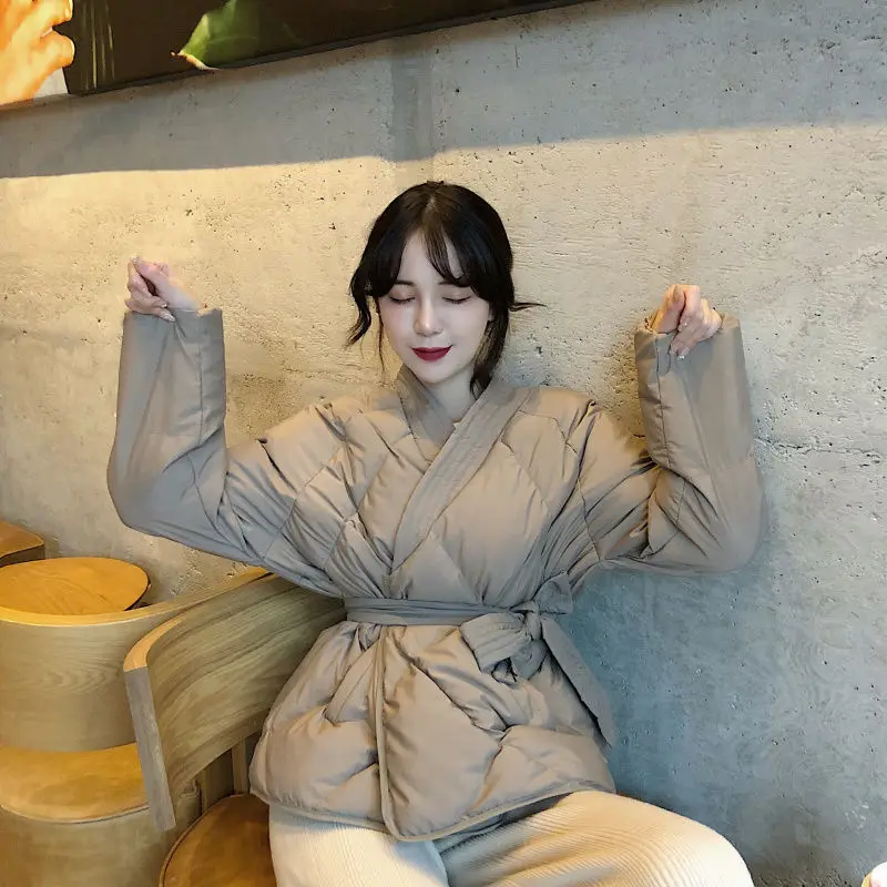 

ZCWXM Design Women Winter Beige Khaki Solid Sashes Coat 2020 New Female Thick Students Outwear Sweet Women Jacket Plus Size