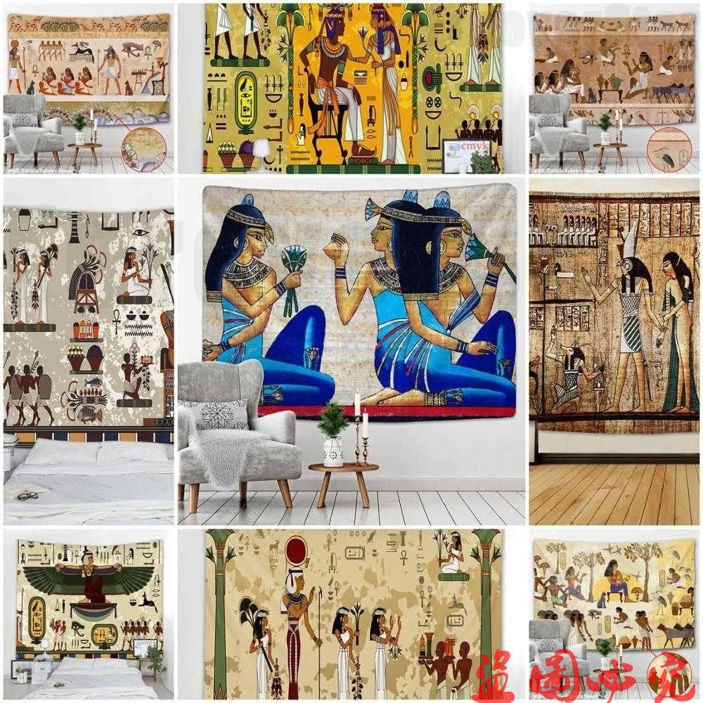 

Golden Ancient Egypt Tapestry Wall Hanging Old Culture Printed Hippie Egyptian Tapestries Wall Cloth Home Decor Vintage Tapestry