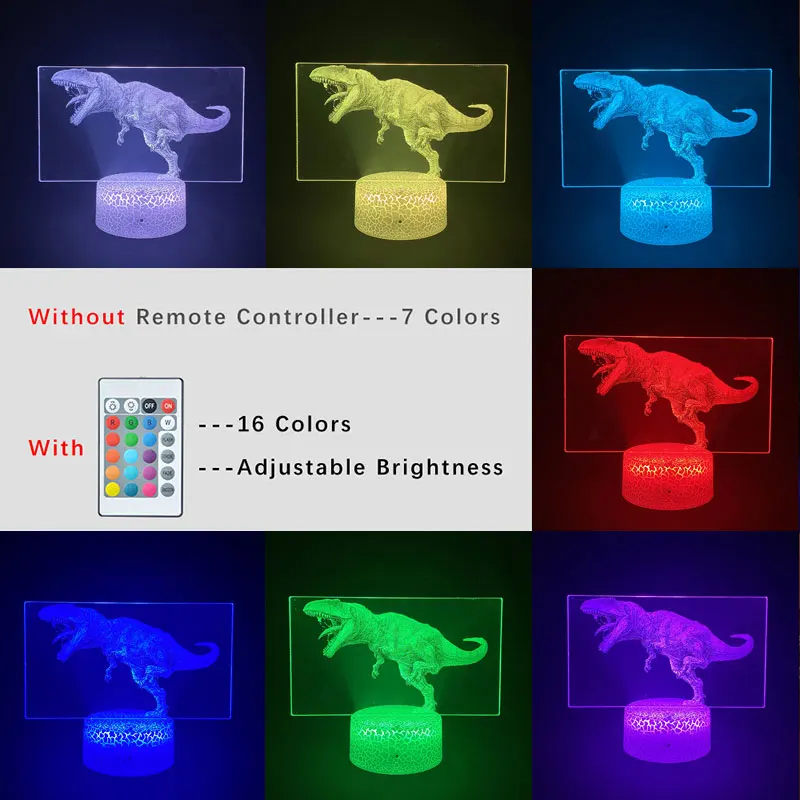 

Cretaceous Tyrannosaurus 3D Picture Lamp Acrylic Bluetooth Speaker Base Room Decoration Teenager USB Colorful Lamp Holiday Gift