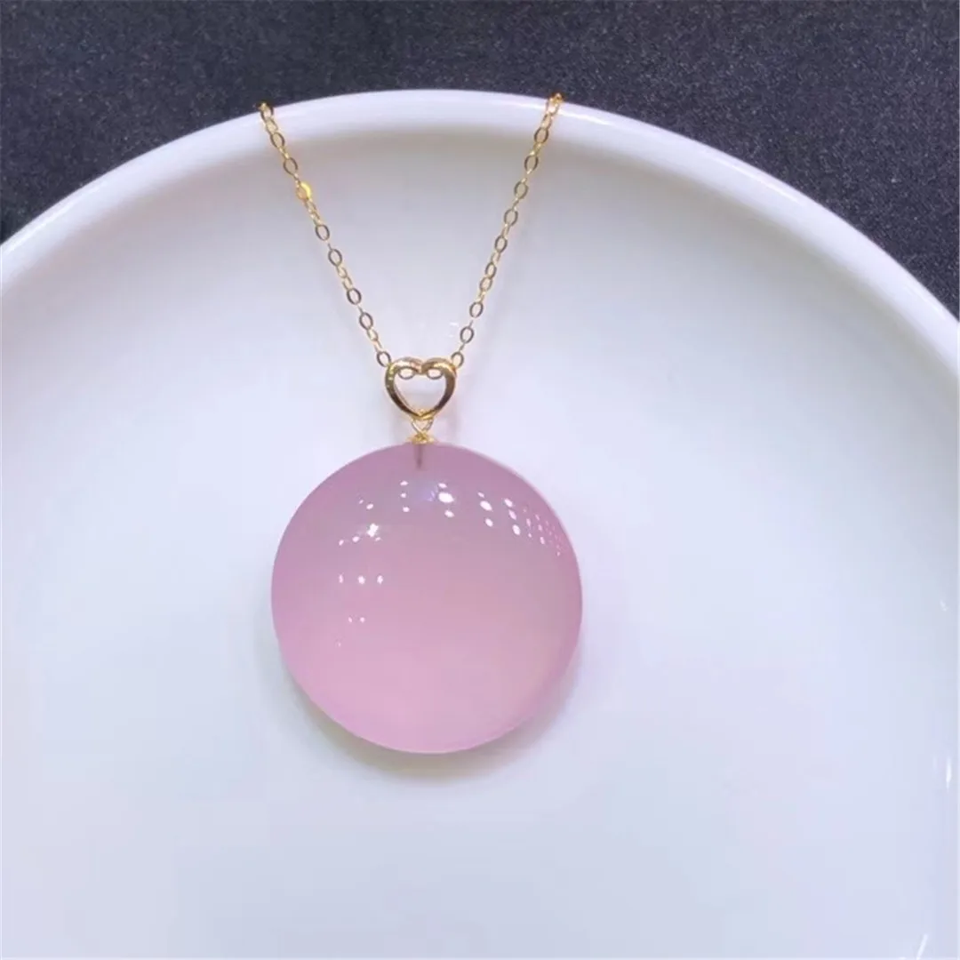 

25mm Natural Pink Rose Quartz Pendant Jewelry For Women Lady Man Love Gift 18k Gold Beads Crystal Mozambique Gemstone AAAAA