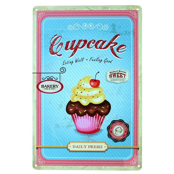 

Винтаж торт десерт пирог мороженое металлические ретро-знаки хлебобулочные Кухня настенная живопись Домашний декор гладить плакат жестян...