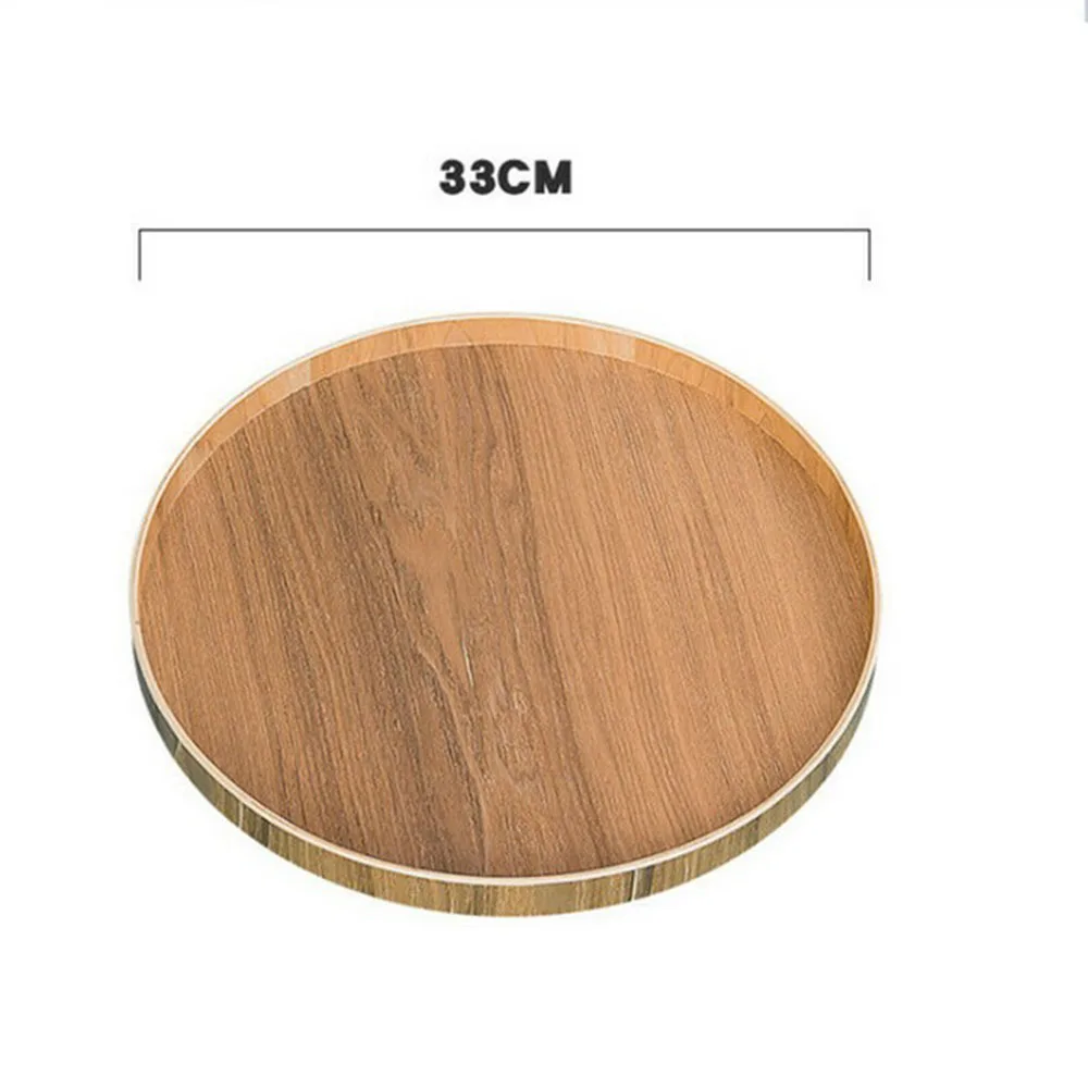 

Round Wooden Plate Natural Wood Serving Tray Tea Food Server Dishes Platter