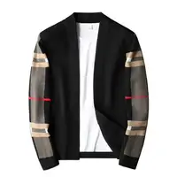 Men's Classic Cardigan Plaid Knitted Sweater Long Sleeve Uellow