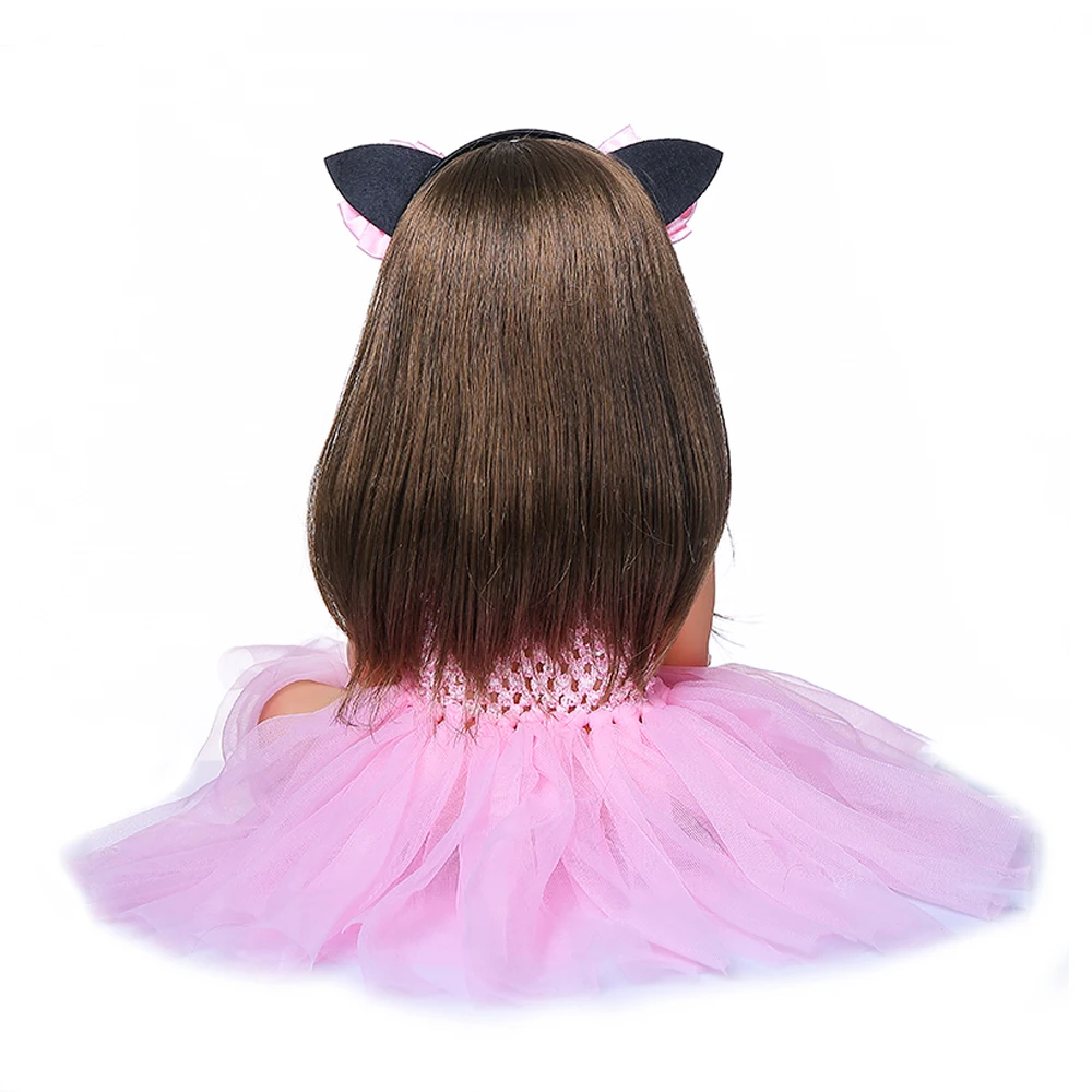 

55cm Bebe Doll Reborn Toddler Girl Pink Princess Baty Toy Soft Full Body Silicone Girl Doll Gift