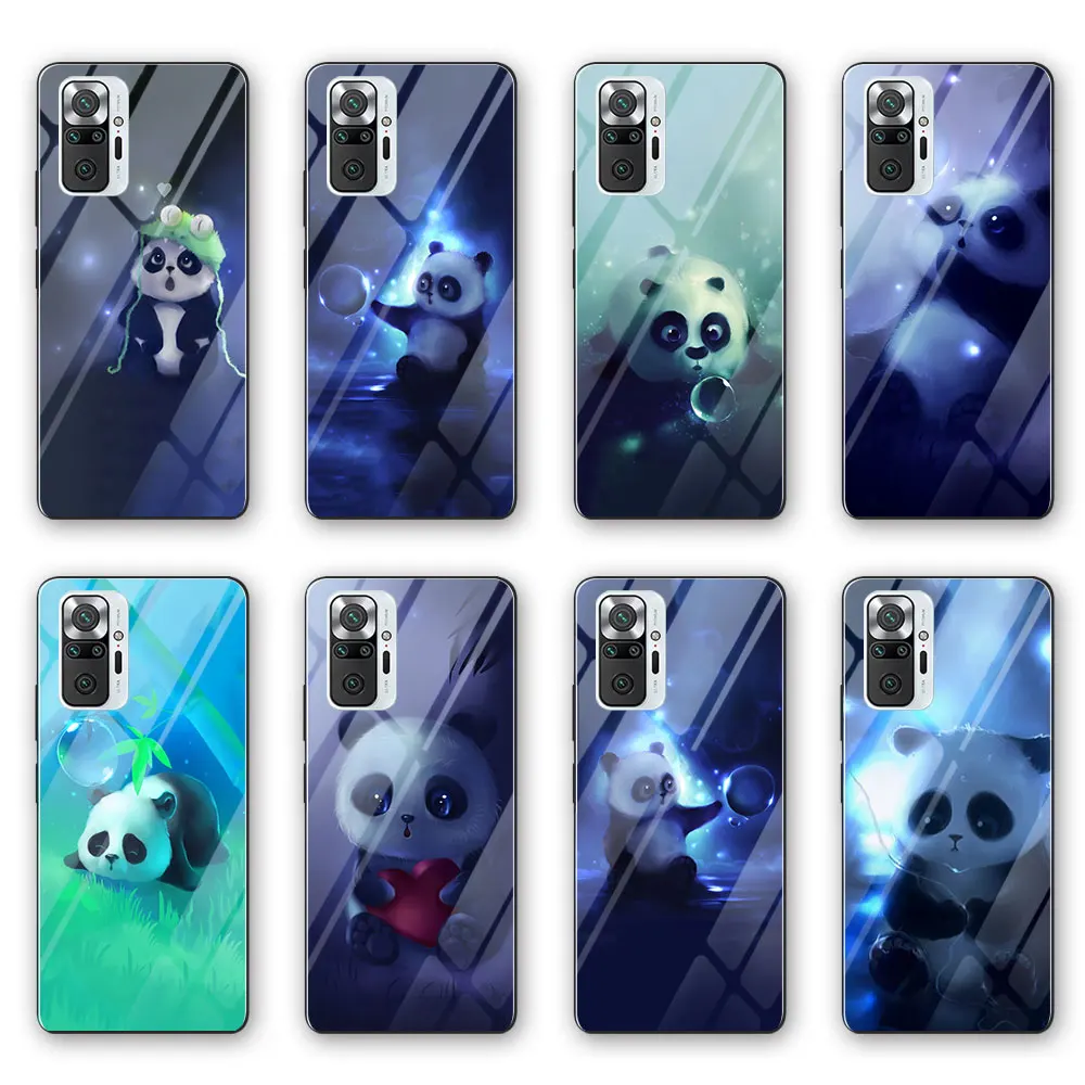 

Panda Cute Funny Funda Case for Xiaomi Redmi Note 10 10S 9 10T 9S 8 9A 9C 8A 8T 9T Poco X3 F3 C3 M3 NFC Pro Tempered Glass Case