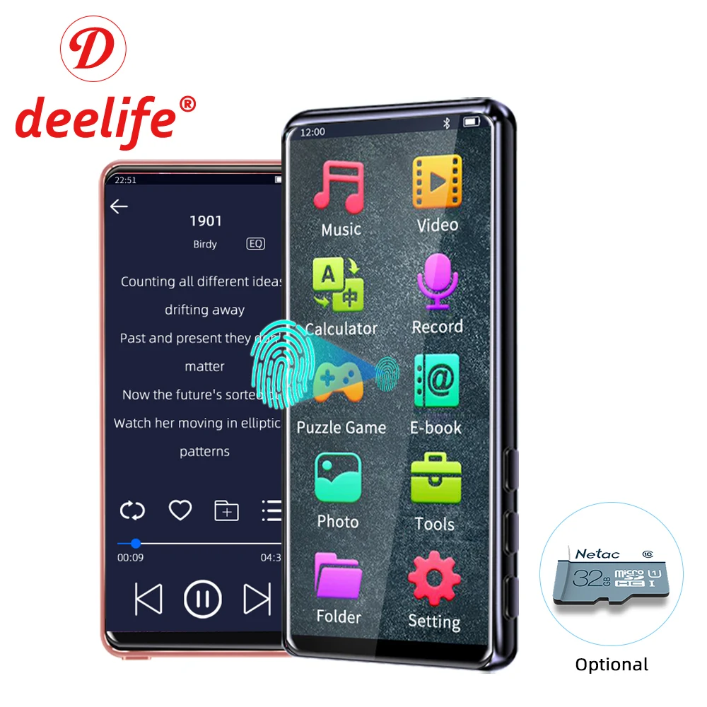 Deelife Bluetooth MP3 плеер и MP4 плееры с экраном FM радио Запись Встроенный 8 Гб динамик