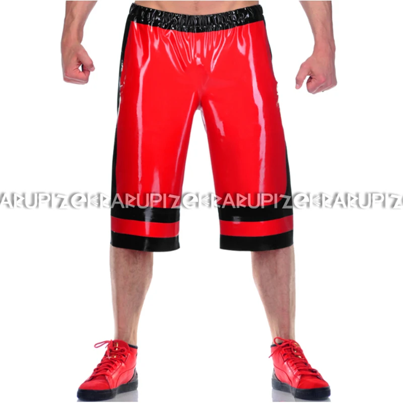 Пикантные визуально удлиняющие ноги латекс шорты-боксеры на резинках карманы и