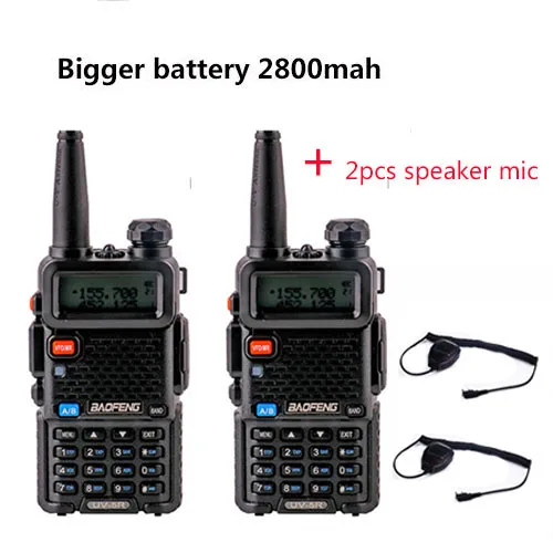 add 2 mic speaker 2 шт. vhf uhf Профессиональное двухстороннее радио ht baofeng UV-5R Любительская дальняя рация 10 км охотничий радиоприемник CB передатчик - Цвет: add 2 mic speaker
