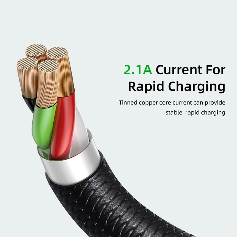 Кабель для зарядки Uverbon Micro-USB/Type-C нейлон 2A красный/ белый/ синий 1.2м | Мобильные