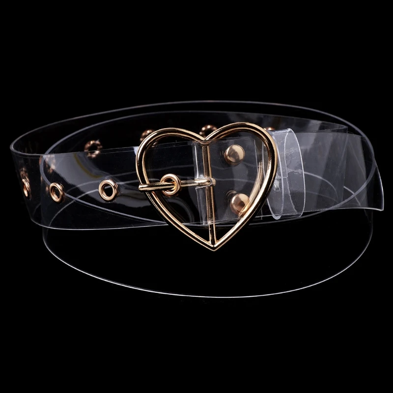 

Women Transparent Wide Belt Pin Belt Buckle Invisible Clear Waist Belt Fashion