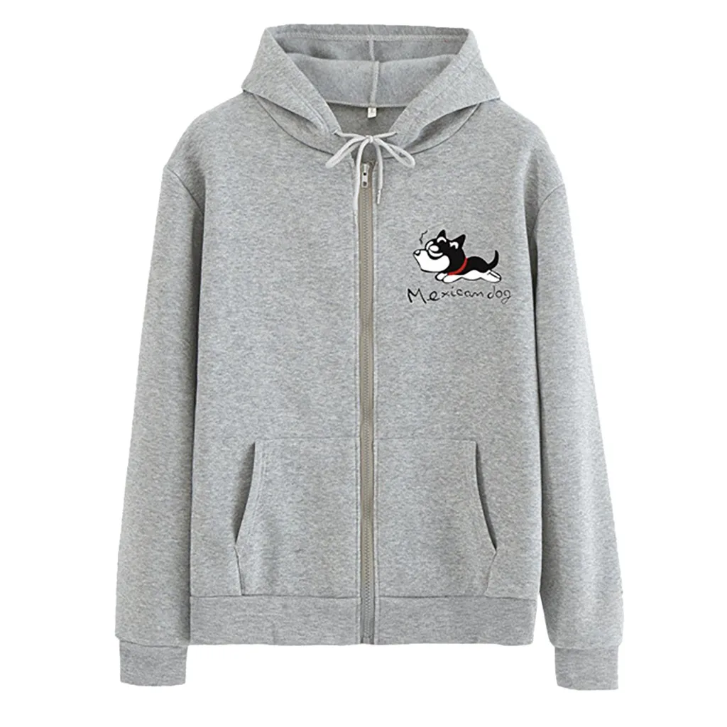 Свободная толстовка на молнии с круглым вырезом и принтом кота пуловер женские