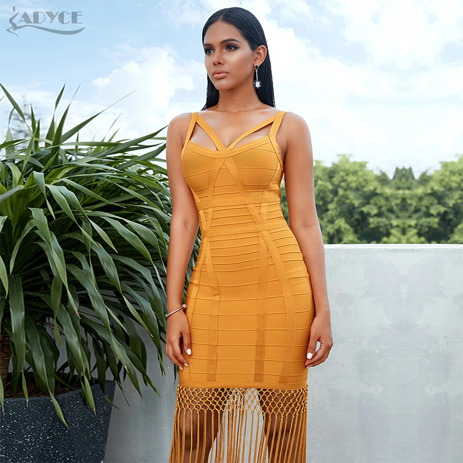 Adyce новое летнее женское облегающее платье с кисточками Vestidos сексуальное без рукавов с бахромой облегающее Клубное миди вечернее платье в стиле знаменитостей