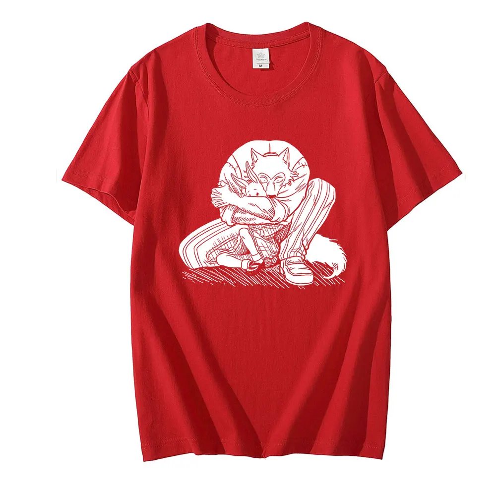 

Cool Beastars Legosi T-Shirt for Men Crewneck Short Sleeve Anime Manga Haru Printed Tshirt Soft Cotton Legoshi Haru Tee Shirt
