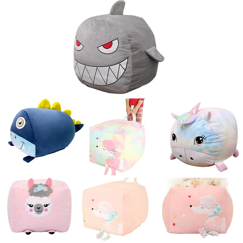

Cute Cartoon Portable Bean Bag Sofa Cover Storage Bag Child Stuffed Animal Toys Stripe Chair Sofas Clothes Cushion Organizer
