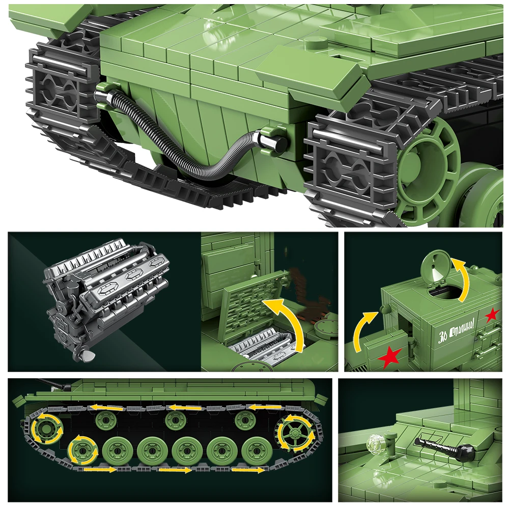 

Military 818pcs Soviet Russia KV-2 Heavy Tank Building Blocks WW2 Weapon Assault Soldier Army Bricks Children Kids Gifts Toys