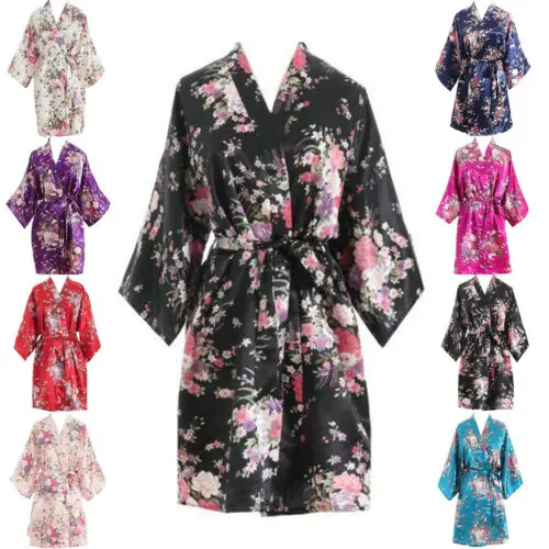 2019 женское летнее платье с цветочным принтом длинный халат атласный Шелковый