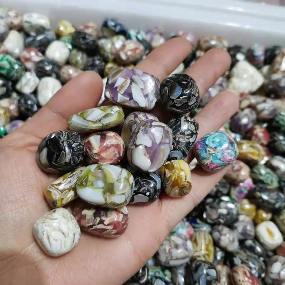 

Colored shell tumbled stones for home Decoration