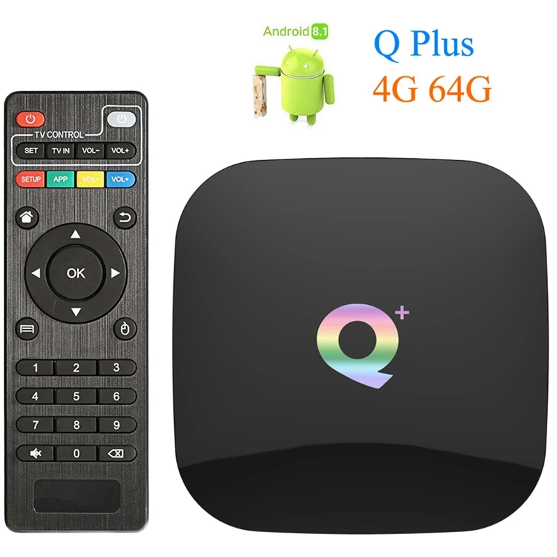 Smart Android 8 1 ТВ приставка Q Plus 4 Гб 64 Allwinner H6 1080P H.265 4K медиаплеер 2 4G Wifi Беспроводная