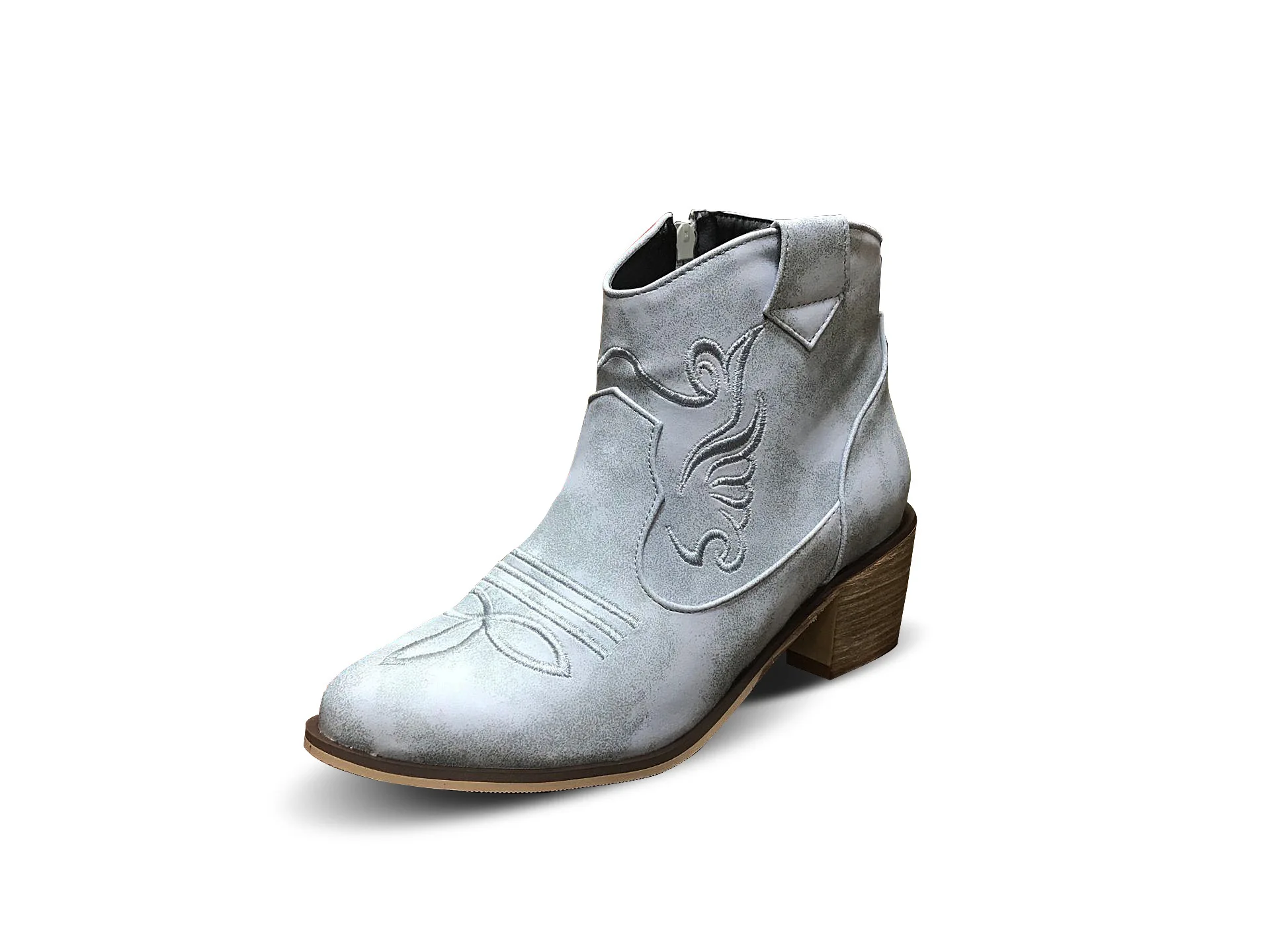 

medium heel short boots large leather Four seasons short boots top pointed thick heel women's shoes