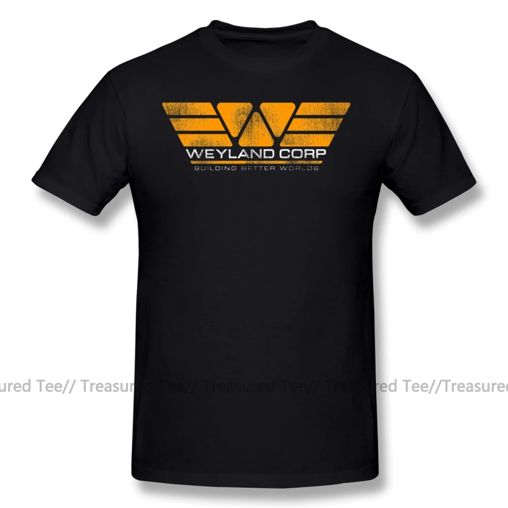 Black Футболка с инопланетянами, WEYLAND corp., Building Better myres, футболка, 4xl, Повседневная футболка, короткий рукав, рисунок, милая Мужская футболка - Цвет: Black
