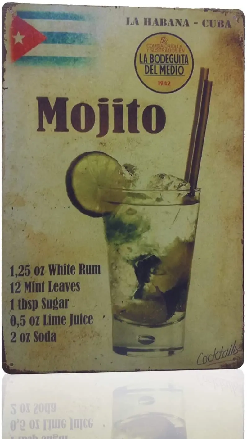 

Mojito La Habana Cuba Mojito Drink Tin Sign Retro Metal Bar Decor 8 X 12Inch