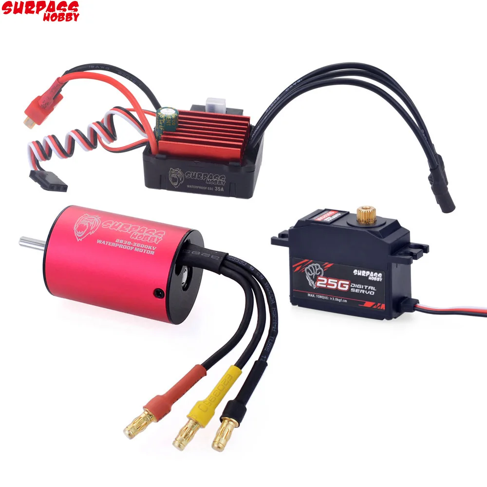 SURPASS HOBBY KK Combo 2838 3600KV бесщеточный мотор w/ 35A ESC + S0025M 25G Servo 2S 3S для 1/14 1/16 RC внедорожный