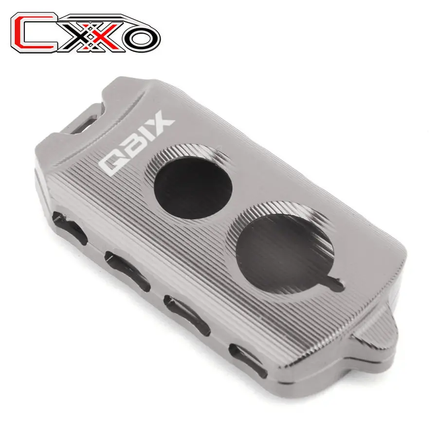 QBIX logo Titanium Мотоциклетный алюминиевый чехол для ключей для YAMAHA X-MAX 125 250 400 XMAX 300 17-19 держатель для ключей протектор QBIX AEROX 155 NVX 125 155 - Цвет: QBIX logo Titanium
