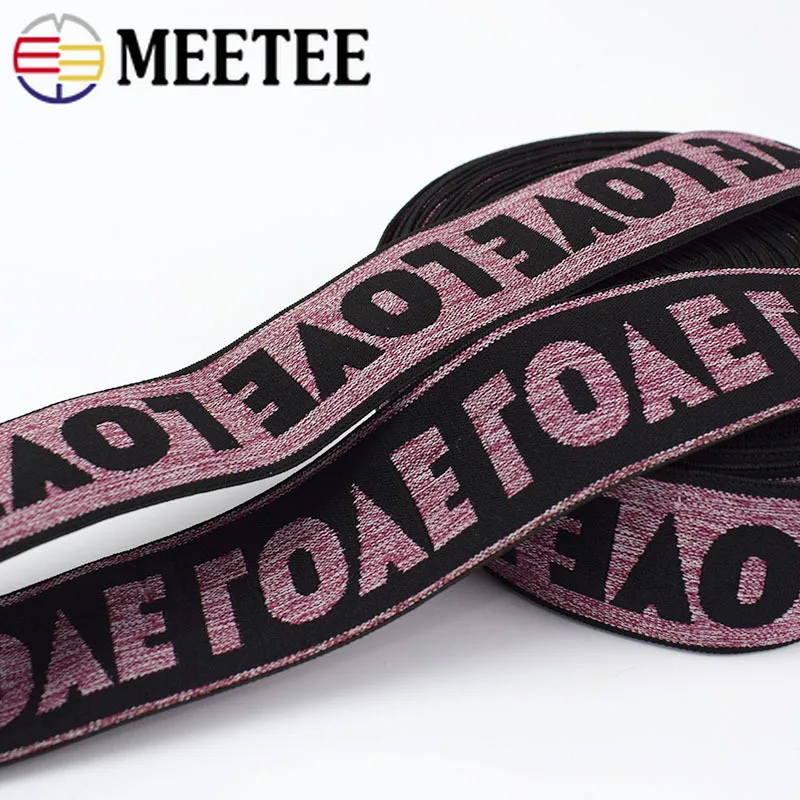 Жаккардовые эластичные ленты Meetee 9 ярдов 40 мм с принтом LOVE Резиновая лента одежда