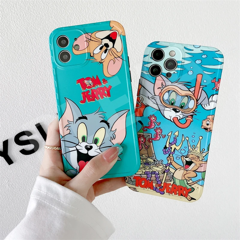 

Cute Cartoon Cat and Mouse Phone Case for IPhone 12 11 Pro Max 7 8 Plus SE 2020 X XR XS Max Fashion Soft Silicone Back Covers