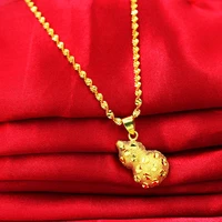 luxury female crystal gourd pendants necklaces real 24k color women wedding necklace jewelry cute chain necklaces for women