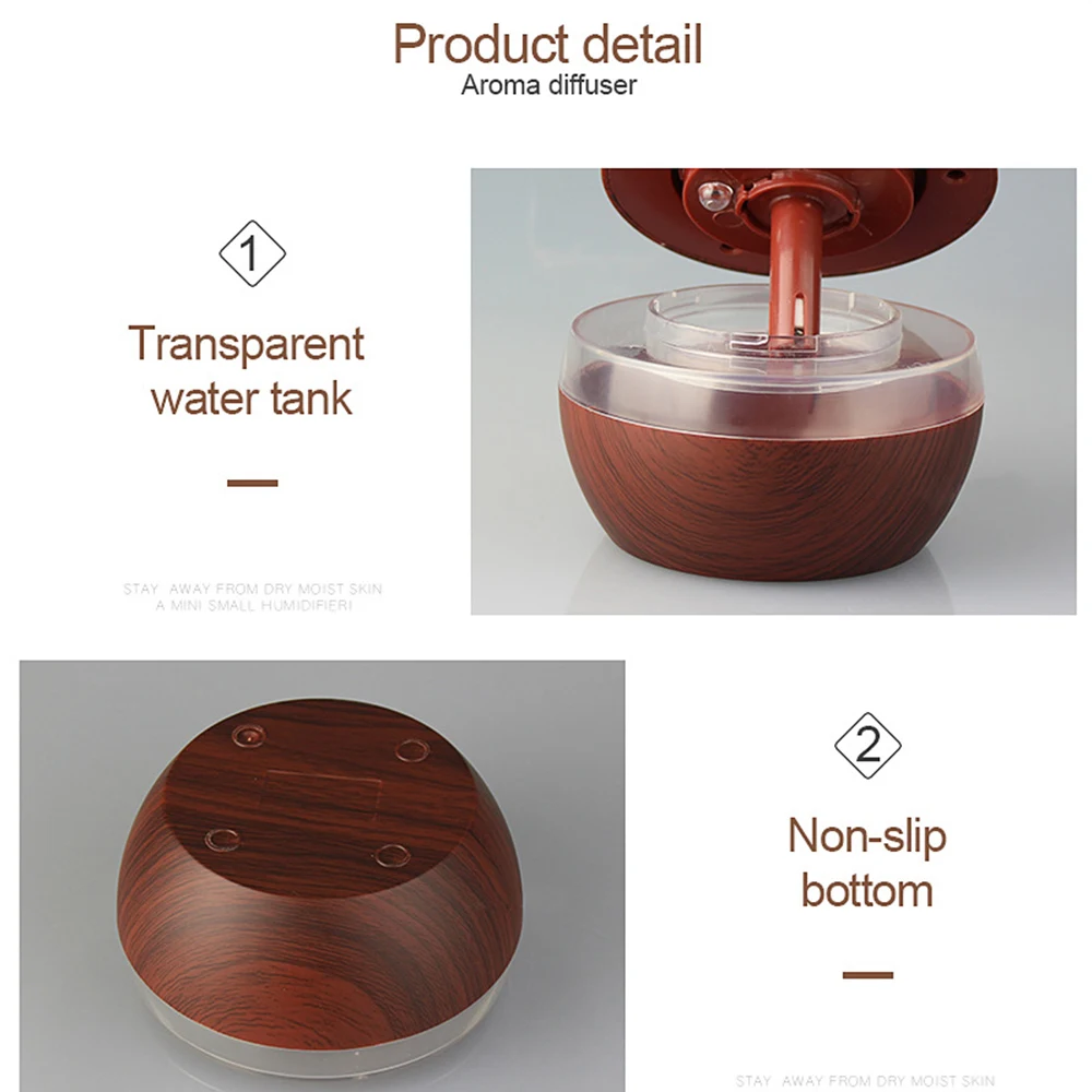 300ml USB Electric Aroma air diffuser wood grain Ultrasonic humidifier cool mist maker with 7 colors lights | Бытовая техника