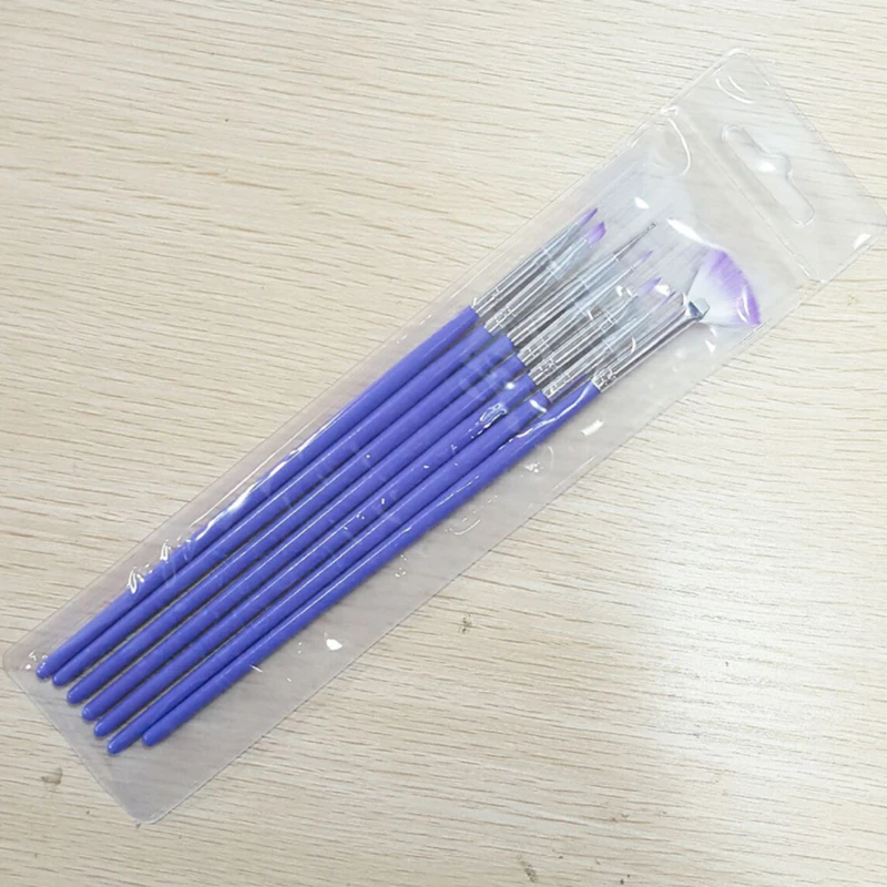 

7Pcs/Set Purple Nail Art Brush Tool Set Nail Ombre Brush For Manicure Drawing Pen Point Nail Design Painting Pen For Nail Design