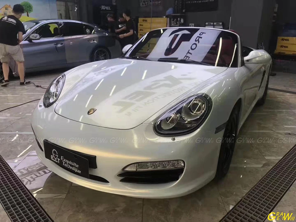 Gloss white gold Перламутровая атласная матовая белая жемчужная синяя матовая виниловая пленка с эффектом хамелеона воздушная Глянцевая жемчужная белая автомобильная пленка 1,52*20 м/рулон - Название цвета: Gloss white gold