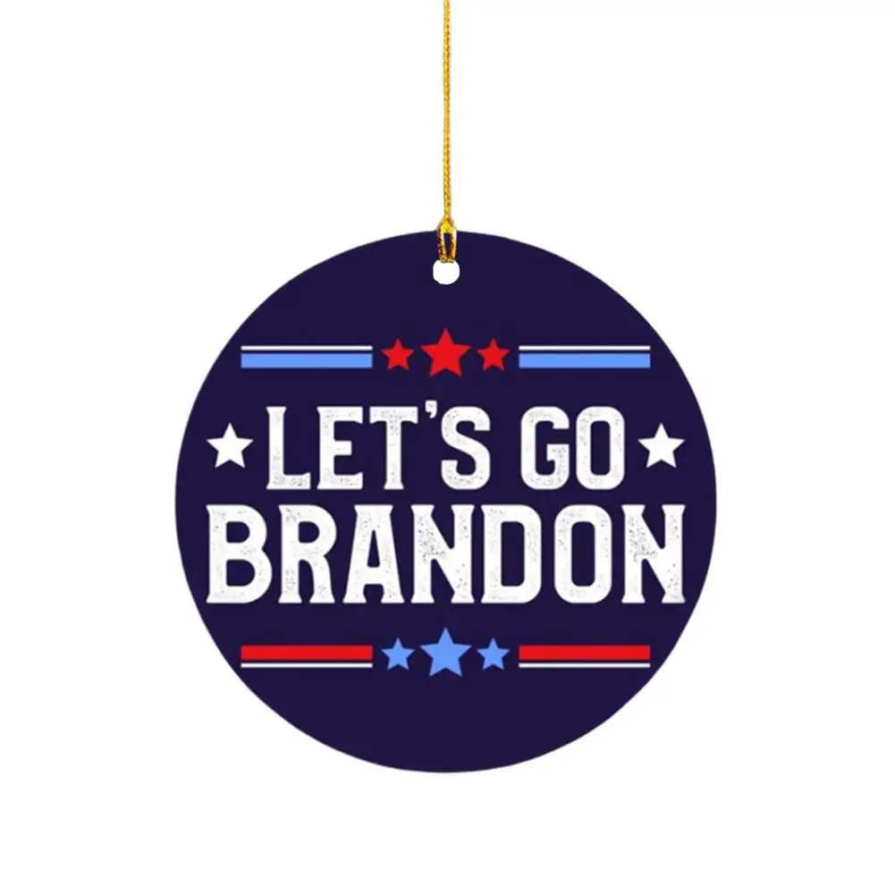 

Christmas Tree Decoration Funny Christmas Pendant LET'S GO BRANDON Ceramic Ornament Novelty Gift For Party Festival Home