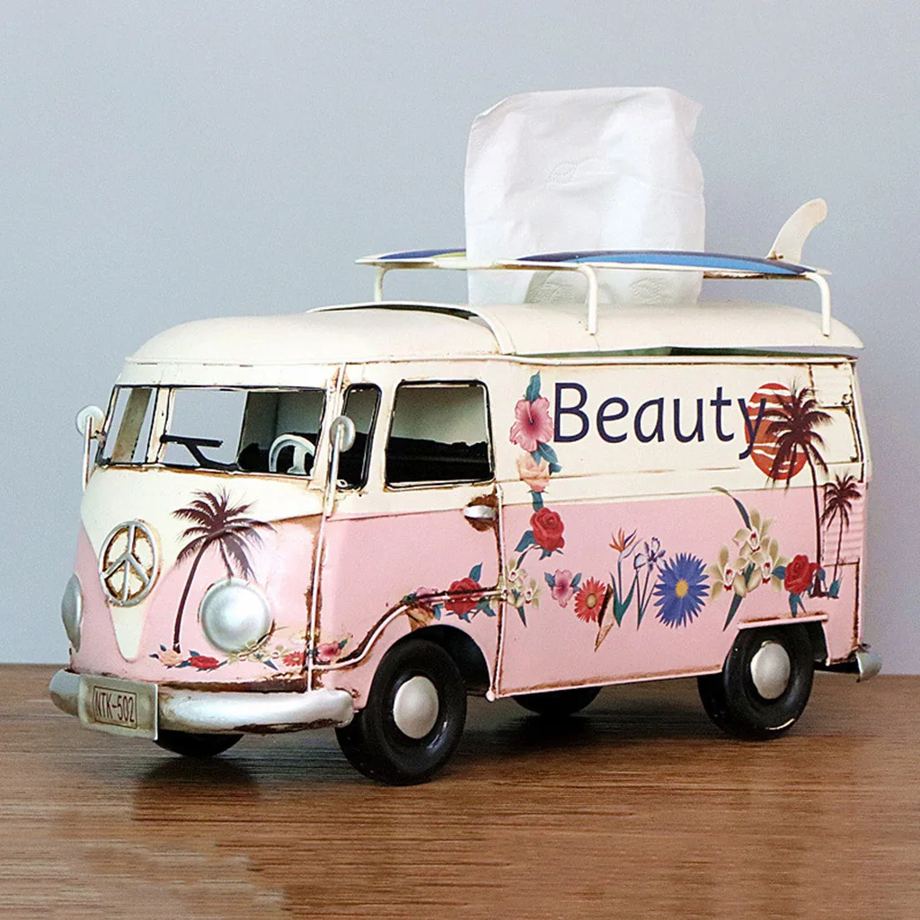 

Antique Tissue Box Cover Bus Model Tissue Holder Paper Case Home Decor