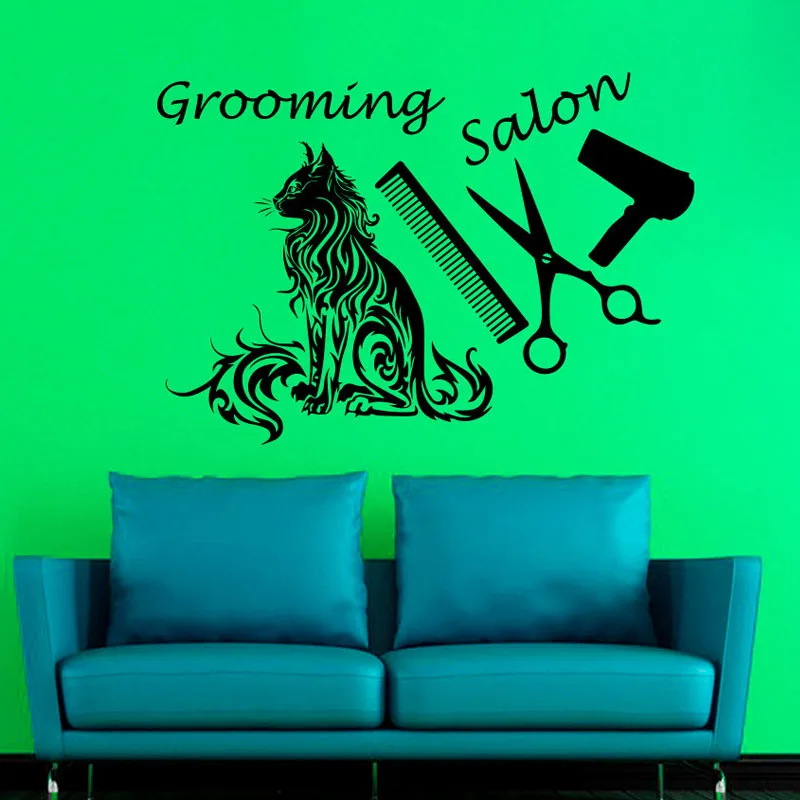 

Grooming Salon Wall Decals Pets Dog Removable For Kids Bedroom PVC Wall Sticker Home Decal Decor Waterproof