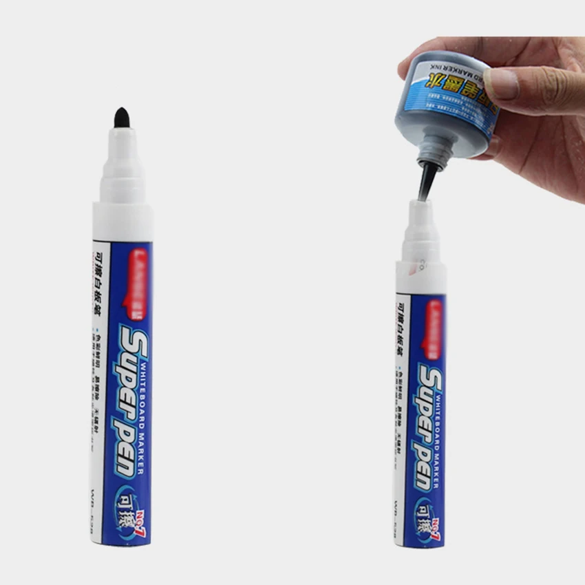 

3PCS/Lot Dry Erase Markers with Fine Tip, Red, Blue, Black, Refillable Ink, Whiteboard Pen Marker, Office School Supplies