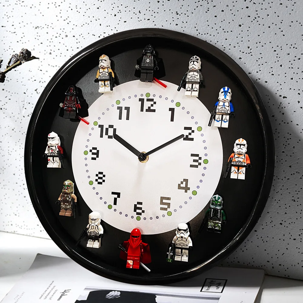 Reloj de pared de mu&ntilde;eca estrellada con bloques de construcci&oacute;n 3D, movimiento silencioso para dormitorio de ni&ntilde;os, gran personalidad creativa, adornos de reloj de pared-0