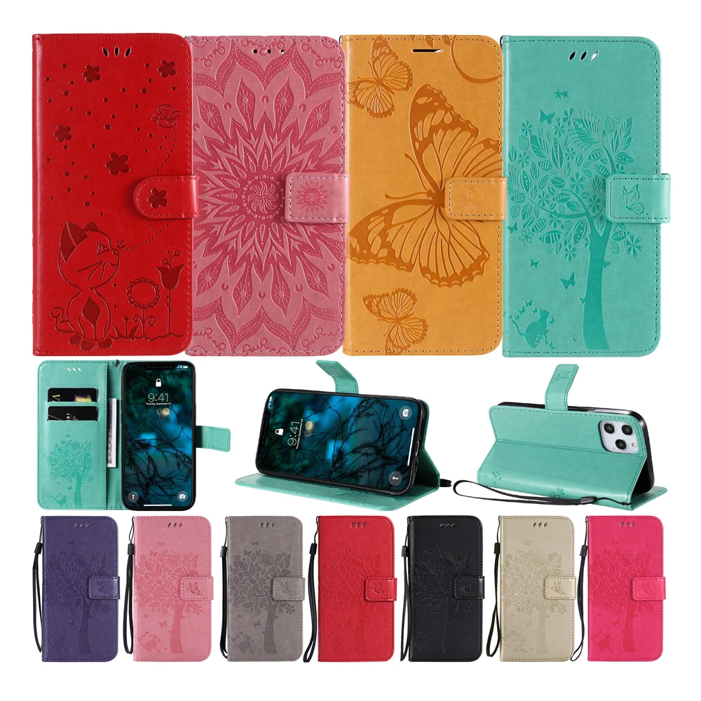 

Butterfly Bee Pattern Flip Case For Redmi 10 9 9A 9C 9T PU Leather + Wallet Cover For Coque Redmi 8 8A Phone Cases Etui