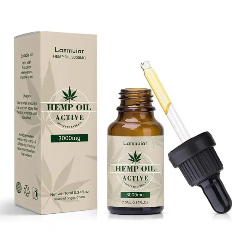 

3000mg Organic Hemp Oil Essential Oils Hemp Seed Oil Herbal Drops For Pain Relief Reduce Anxiety Help Sleep Massage Oils 10ml