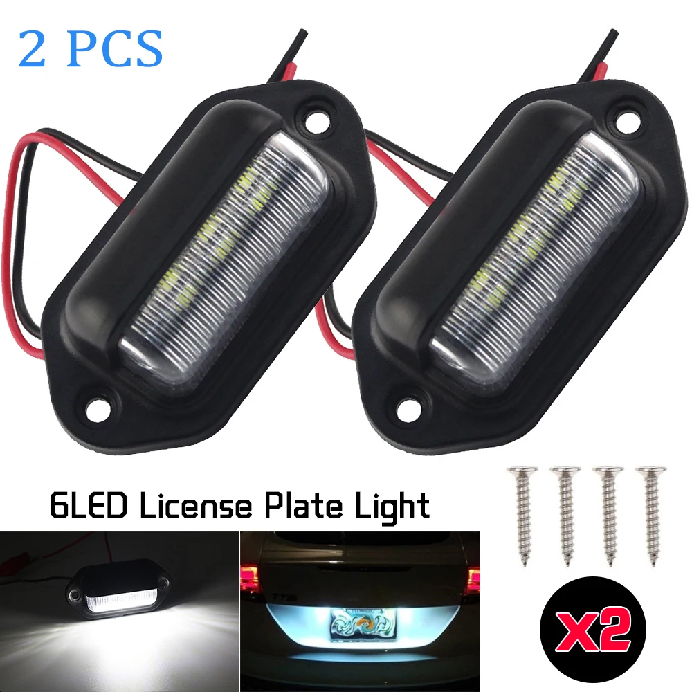 

1/2Pcs 12//24V LED Number License Plate Light for Car Boats Motorcycle Automotive Aircraft RV Truck Trailer Exterior Lamps