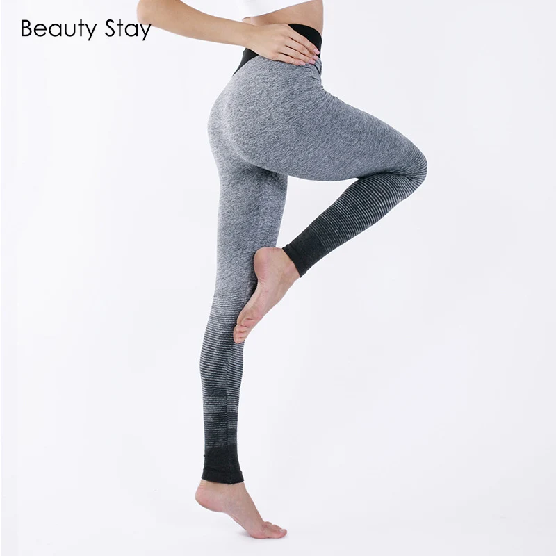 Beauty Stay женские леггинсы с градиентной рампой дышащие высокая талия Леггинсы