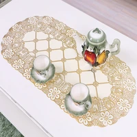 modern pvc bronzing exquisite european furniture oval tablecloth tea table non slip anti scalding cover cloth party decoration