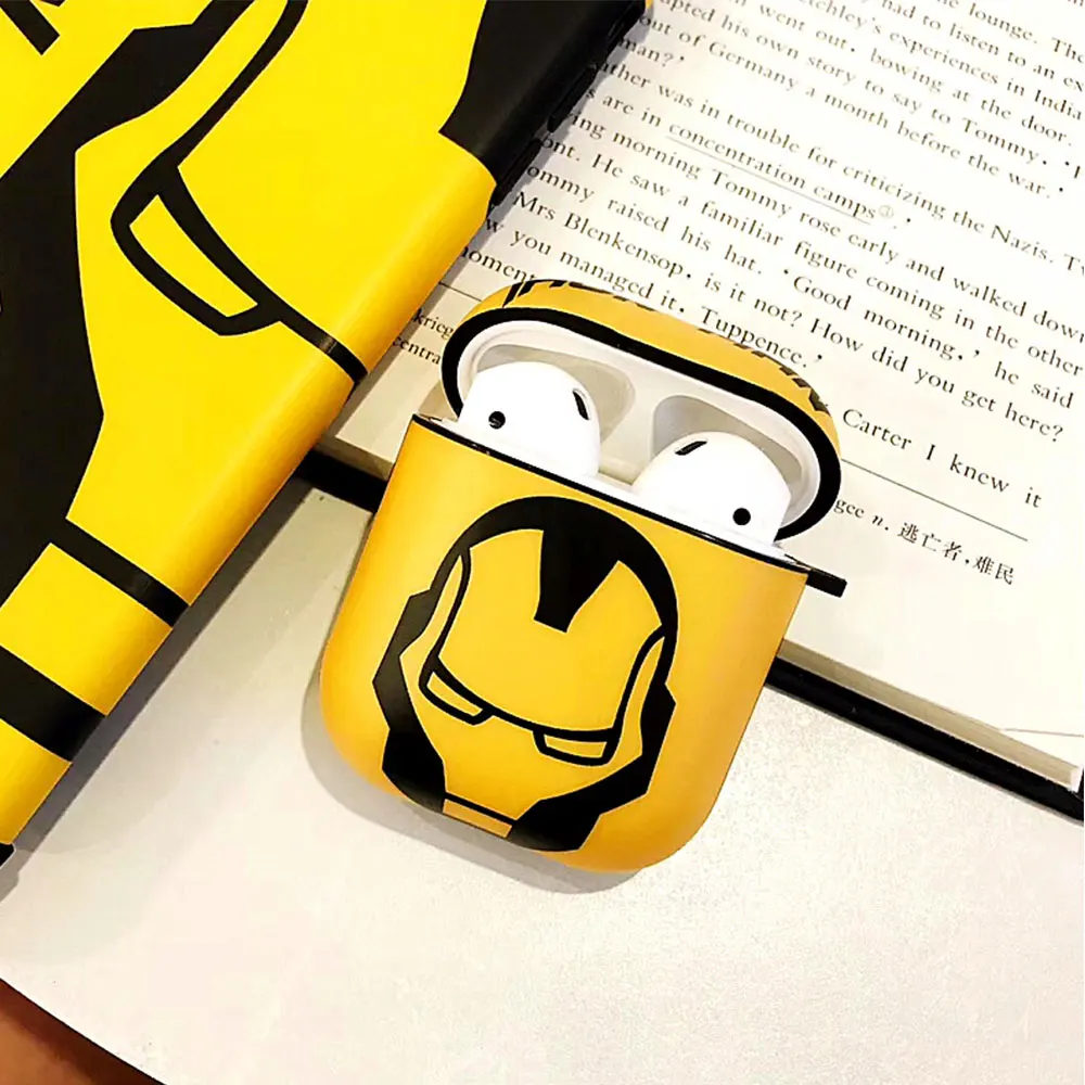 Модные силиконовые чехлы для наушников Marvel Iron Man Apple Airpods 1/2 мягкие Защитные